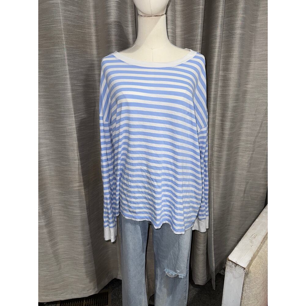 J. Crew women's blue and white striped shirt size XL